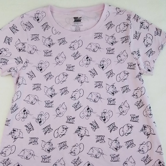 Tom and Jerry Plus Size‎ Graphic Tee 3X in Pink and Black Short Sleeve Crew Neck - Picture 2 of 8